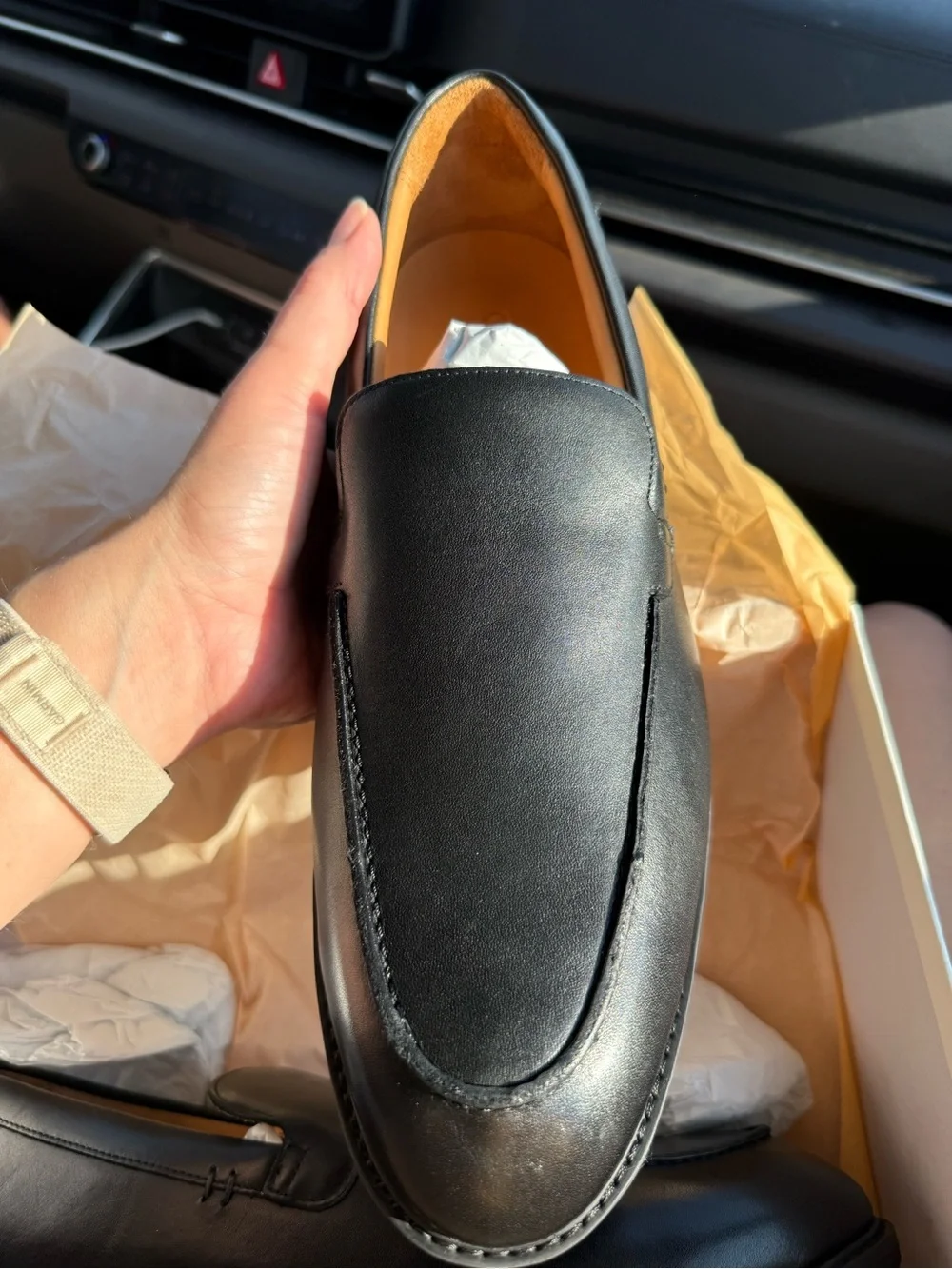 Quince Black Leather Slip-On Loafers